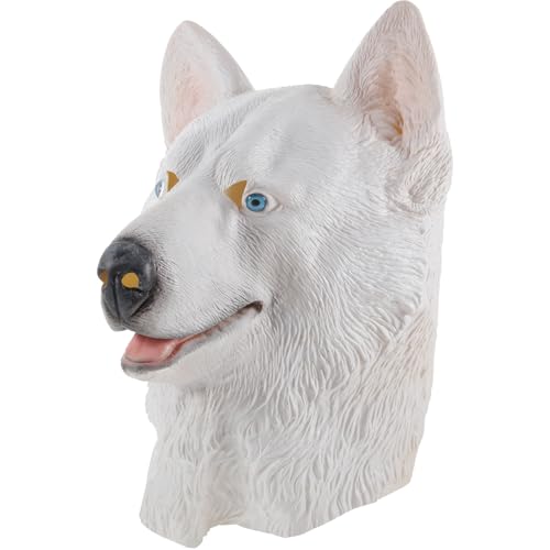 Masque en latex blanc pour chien déguisement réaliste adulte