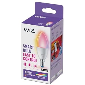 WiZ Smart Colour & White Candle Light Bulb, E14 Small 40W, Smart LED Connected WiFi Works with Alexa, Google Assistant & HomeKit, App Control for Livingroom, Bedroom, Energy Monitoring