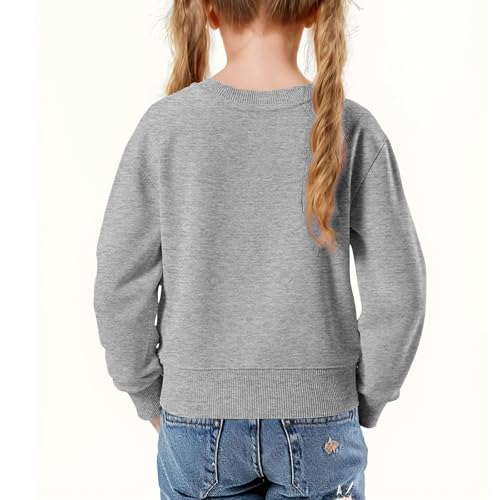 DDAPJ pyju Girls Cropped Sweatshirts Long Sleeve Crewneck Pullover Plain Basic Casual Sweatshirt Kids Fall Winter Clothes4