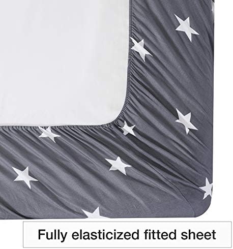 Vaulia Printed Pattern Grey and White Little Star, Soft Microfiber Fitted Sheet, King Size 3-Piece Set