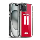Head Case Designs Officially Licensed Arsenal FC Gabriel 2023/24 Players Home Kit Gel Case [Military Grade Protection] Compatible with Apple iPhone 15 and Compatible with MagSafe