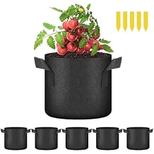 YSSOA 5-Pack 2 Gallon Grow Bags, Aeration Nonwoven Fabric Plant Pots with Handles, Heavy Duty Gardening Planter for Potato, Tomato, Vegetable and Fruits, Black 2024 Version