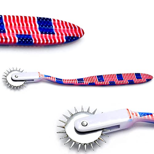 OdontoMed2011-Rotating-Spur-Wartenberg-Pinwheel-Single-Head-American-Flag-Print-Color-Stainless-Steel-Pin-Wheel