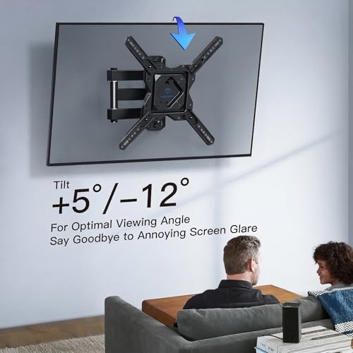 PERLESMITH TV Wandhalterung Schwenkbar Neigbar Wandhalterung Fernseher für 26-60 Zoll Flach & Curved Fernseher oder Monitor bis zu 35kg, TV Halterung Max.VESA 400x400mm – Bild 6