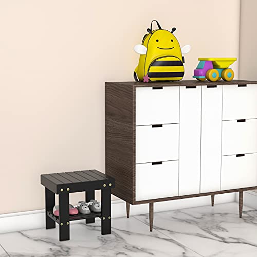 Zhuoyue Shower Stool Foot Rest Wood Step Stool Shaving Legs For Inside Shower Foot Stool For Kids Adults Black #TOP3