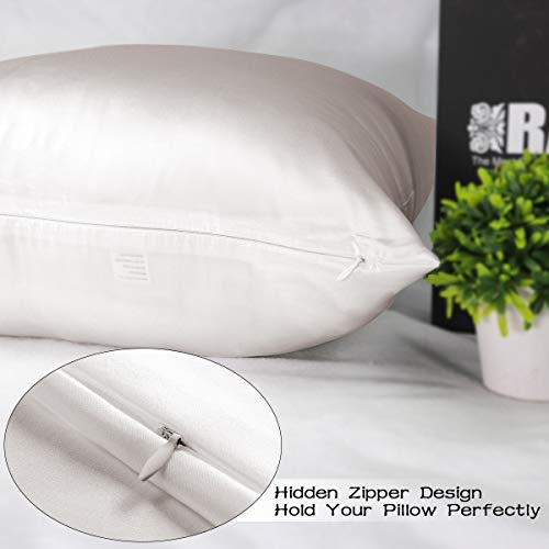 Adubor Mulberry Silk Pillowcase For Hair And Skin With Hidden Zipper, Both Side 23 Momme Silk,900 Thread Count (20X26Inch, Standard Size, Ivory White, 1Pc) #TOP3