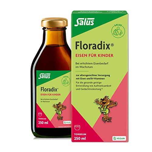 Salus Floradix Eisen für Kinder - Tonikum 1x 250 ml - Tonikum mit Eisen B-Vitaminen und natürlichem Vitamin C - bei erhöhtem Eisenbedarf für Kinder im Wachstum - vegan
