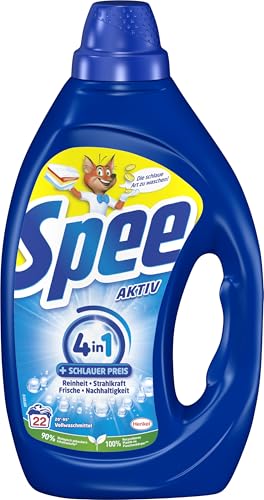 Spee Aktiv Gel Universal 4 + 1 Lessive liquide (22 lavages), formule 4+1 allie pureté, éclat, fraîcheur et durabilité, 20 °C à 95 °C