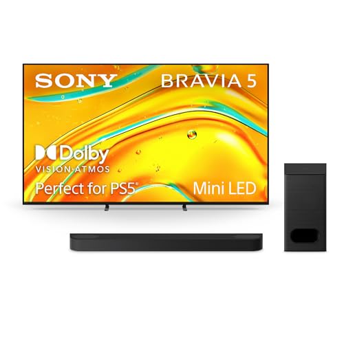 Image of Sony BRAVIA 5 65-Inch 4K Mini LED Smart TV (K-65XR50, 2025) + BRAVIA Theater Bar 6 3.1.2ch Soundbar with Wireless Subwoofer