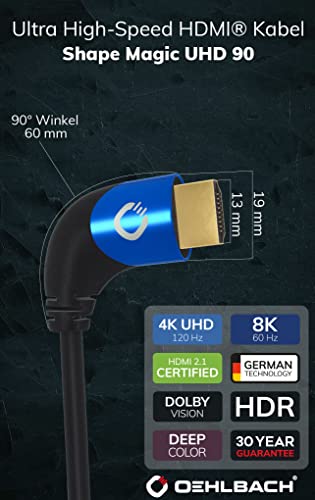 Câble HDMI 2.1 8K OEHLBACH Shape Magic 90 UHD HDR eARC noir 3m - 6