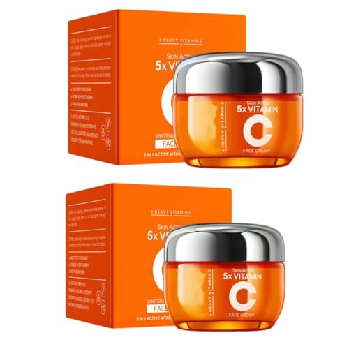 Crema Facial 5x Vitamina C: Hidrata profundamente la piel, reduce líneas de expresión, mejora la elasticidad y la opacidad. Crema reafirmante y tonificante