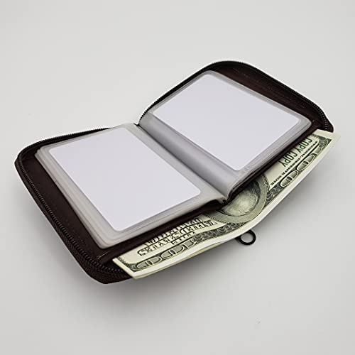 Image of AG Wallets Mens Zip Around Leather Wallet with Inserts (Brown)
