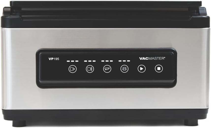 VacMaster VP195 Chamber Vacuum Sealer, 2-in-1 Sealing Power, Dual Function Chamber & External Sealing, Internal for Pouches 12"x12", External for Textured Pouches 12" & Longer, Stainless Steel
