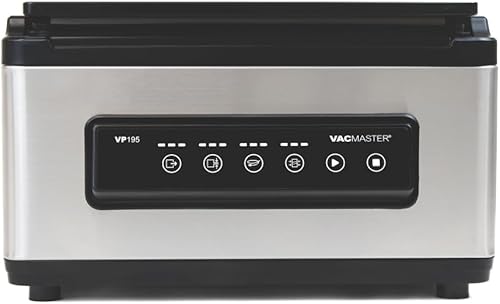 VacMaster Sellador al vacío de cámara VP195, cámara de doble función y sellado externo, barra de sellado de 12 pulgadas, acero inoxidable