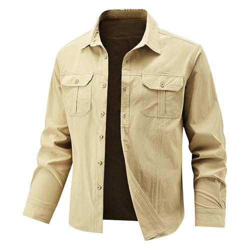 Chemise de travail d'extérieur vintage coupe droite stretch pour homme