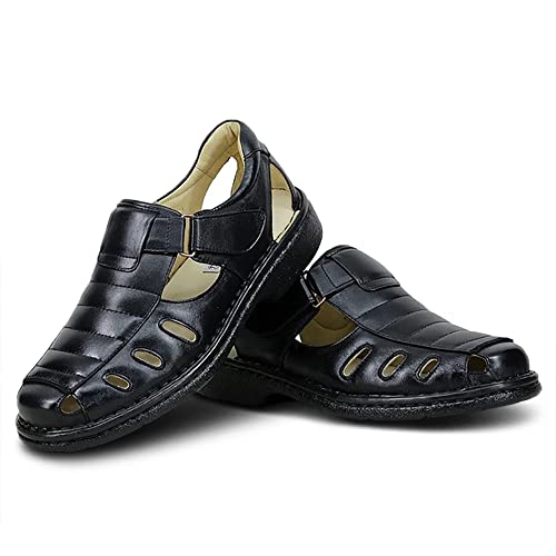 Sandalia masculina solado Antiestresse couro carneiro Decoflex 182 PRETO (40, 182 PRETO)