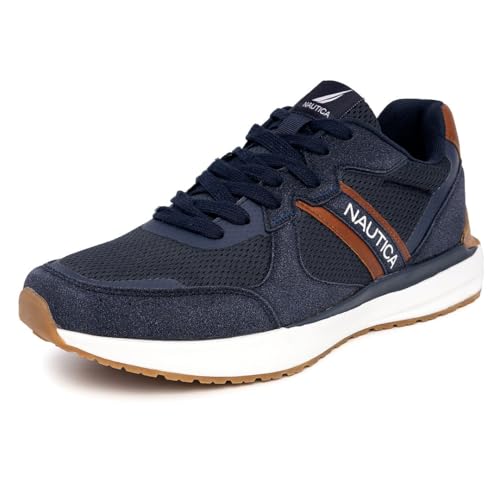 Nautica Tênis masculino casual com cadarço Oxford confortável para caminhada, Marinho - bronze, 42