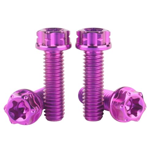Tornillos de titanio M6 antióxido Torx T30 cabeza brida morados para fijación sin desgaste