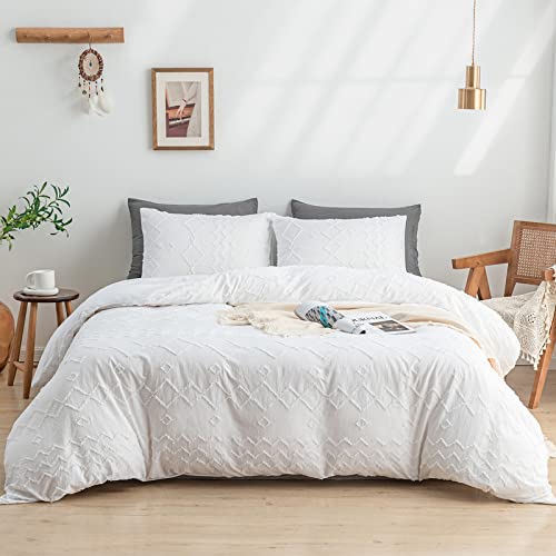 Buy WARMDERN Washed Cotton Duvet Cover Set 3 Piece Tufted King Duvet