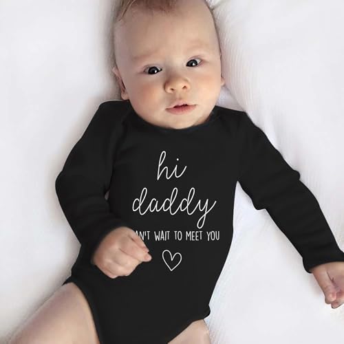 Image of Hi Daddy Bodysuit for Baby Hello Daddy Pregnancy Announcement for Husband I Love Daddys Baby Romper