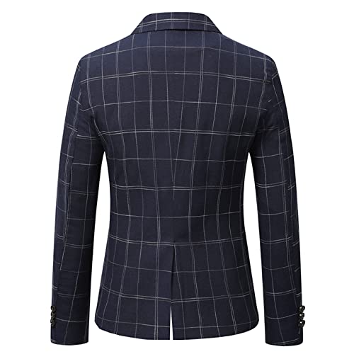 Terno masculino outono e inverno slim retro diário fivela xadrez bolso terno terno conjunto para hom