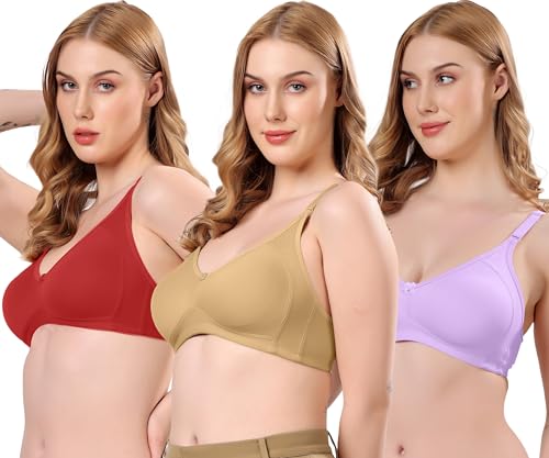 Image of London Hills Regular Bra for Women Everyday Non Padded Wire Free Full Coverage Cotton Blend