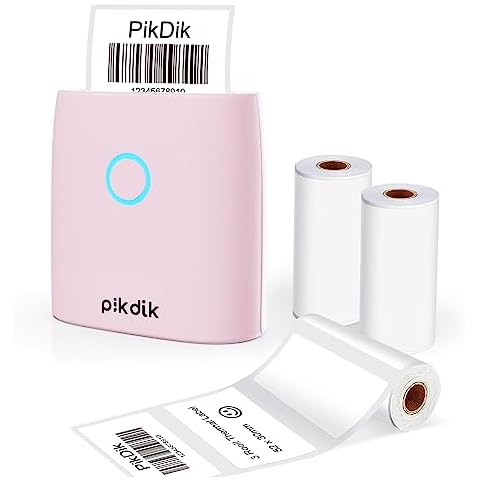PikDik Mini Pocket Thermal Printer - PD-Q2 Portable Bluetooth 300 DPI Inkless Printer Machine+Thermal Label - 2.2"x1.18"(56x30mm),3 Rolls,Suitable for Barcode,FNSKU,Address,Mailing,Logo,Business,Home Cover
