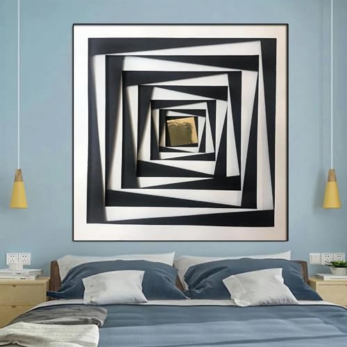 Peinture pour chambre salon bureau salle à manger toile géométrique noire
