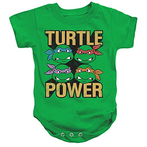 Popfunk Classic TMNT Teenage Mutant Ninja Turtles Turtle Power Unisex Infant Snap Suit for Baby, Kelly Green, 18 Months