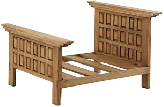 Melody Jane Dollhouse Hacienda Style Double Bed 6 Panel Rustic Country Bedroom Furniture