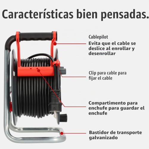 Miniatura 4 de Brennenstuhl Enrollacables Garant V2 Ip44 25m Exterior Made In Germany, 3 Tomas De Corriente Con Contacto De Puesta A Tierra, Plástico Especial