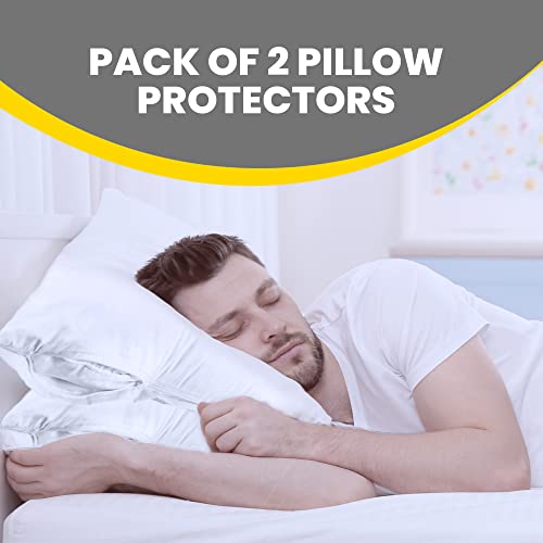 Pillow Protector - Poly-Cotton Blend Pillow Covers - Water And Dust Resistant Pillow Cases - Super Soft And Lightweight Pillow Case Protector For Pillows - White (2 Pack) - Standard Size #TOP4