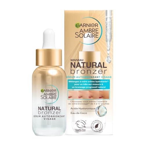 Garnier Ambre Solaire - Sérum Autobronzant Visage Hydratant - Hâle Progressif & Sur-Mesure - Eau de Coco & Acide Hyaluronique - Pour Tous Types de Peaux -...