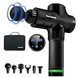 Pistola de Masaje Muscular, Masajeador de Músculos de Tejido Profundo con 20 Niveles Ajustables, Massage Gun portátil 6 Cabezales de Masaje y Pantalla LCD Silenciosos para Relajación Fatiga(Negro)