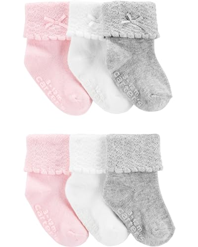 Image of Carter's Baby Girls Girl Folded Cuff Socks (6 Pack)