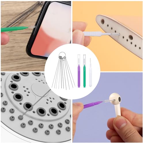 Image of 60pcs Shower Head Cleaner Tools Kit, 2 Designs Shower Head Cleaning Brushes Multi-Size Showerhead Anti-Clogging Cleaner Picks for Bathroom Small Hole Nozzle Gaps Slot (Purple, Green, White)