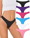 Sunm Boutique Cotton Thongs for Women, No Show Underwear for Women Pack, Sexy Low Rise Ladies Panties (6 Pack, Medium, Multicolor)