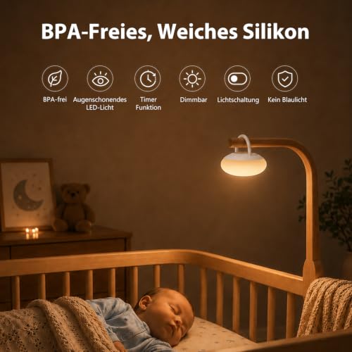 Nachtlicht Kinder Dimmbar mit Hängering für Kinderzimmer, Stilllicht Baby – Bild 2