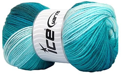 Ice Yarn Turquoise Shades Premium Acrylic Baby Batic Knitting, Crochet Yarn For Diy Hand Knitting 100% Acrylic, (3.53 Oz),(393 Yds),(55950) #TOP12