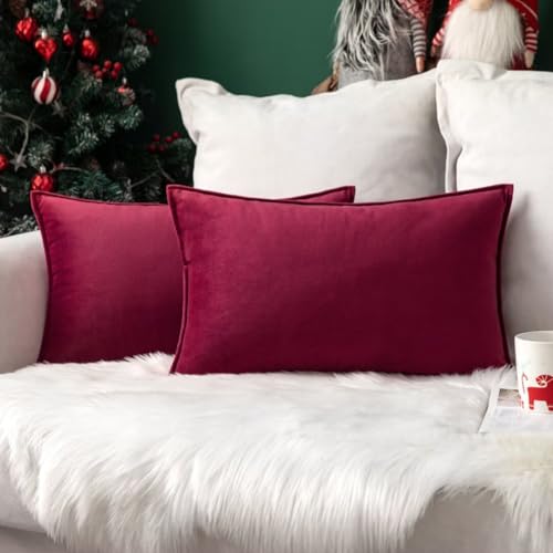 MIULEE 2er Set Samt Kissenbezug Weihnachten Flansch Kissenhülle...