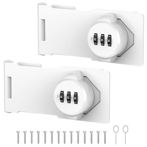 Image of Mechanical Password Rotary Hasp Locks, Cabinet Locks with Combination, Door Security Latch for Small Barn Doors, Cabinets, Gate, Bathroom, Outdoor, Closet, Fence