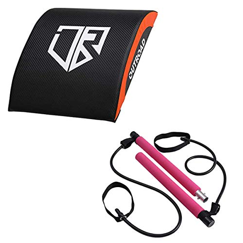 Outroad Ab Mat and Exercise Mat & Portable Pilates Bar Yoga Exercise Pilates Bar for Full Range of Motion Ab Workouts Stretch, Twisting, Sit-Up