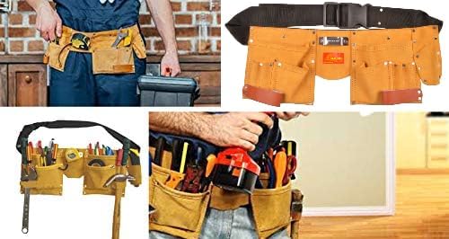 GLOBUS Leather Tool Bag 11 Pockets- (18.5 x 7 inches, Brown) 3