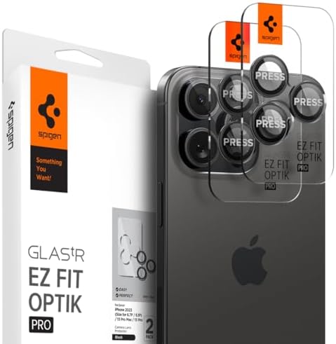 Spigen EZ Fit Optik Pro osłona obiektywu aparatu ze szkła hartowanego do iPhone 14 Pro / 14 Pro Max, 2-pak (czarna)