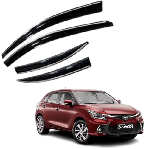 Image of CAR SAAZ Chrome Line Door Visor for Glanza (2022-Present)(Set of 4Pcs) | Rain Guard | Wind Deflector