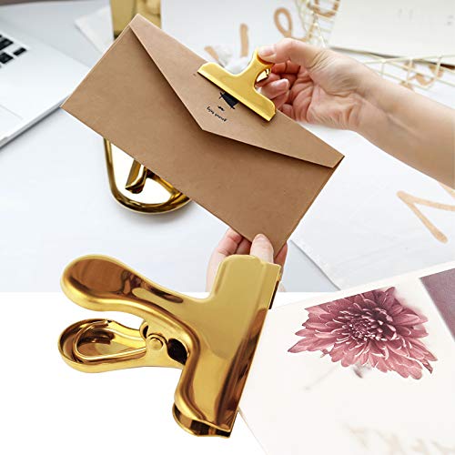 Set Of 8 Heavy Duty Stainless Steel Bag Clips, Sourceton 3 X 2.4 Inch Durable Paper Seal Grip For Coffee Food Bread Bags, Kitchen Home Usage- Gold #TOP5