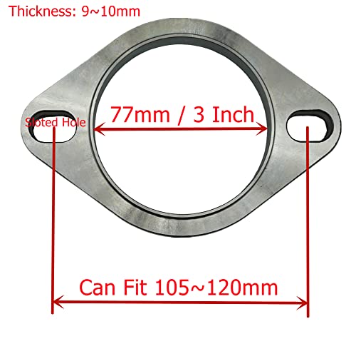 Dsnaduo 2-Bolt 3 Inch Exhaust Flange Connection Kit（Flange & Gasket) For Exhaust Turbo Downpipe Catback Headers Stainless Steel (77Mm) #TOP1