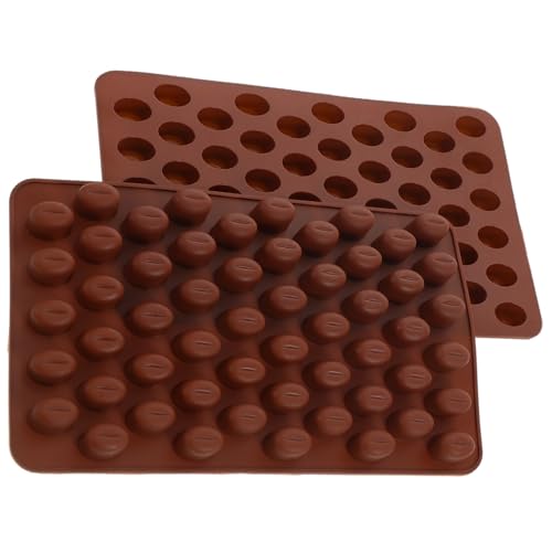 LOPUNER 2個 ミニコーヒー豆シリコンモールド チョコレート製菓用 型トレイ 精密模様付き 再利用可能 スイーツ アイスキューブ対応 耐久性抜