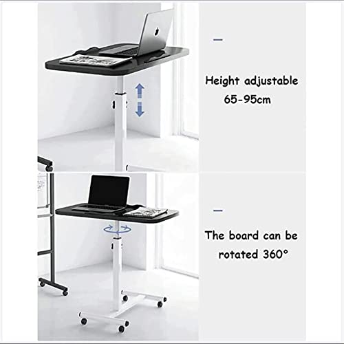 Tavolo da letto regolabile in altezza con ruote bloccabili, postazione di lavoro portatile inclinabile per ospedale, casa, ufficio, letto e divano, altezza regolabile 65-95 cm
