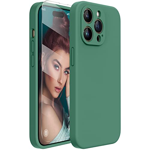 Miracase Designed for iPhone 14 Pro Max Phone Case with Screen Protector,[Upgraded Enhanced Camera Protection],Shockproof Liquid Silicone Case with Microfiber Lining,6.7 inch, Acacia Green by Miracase - Used condition - US$12.00